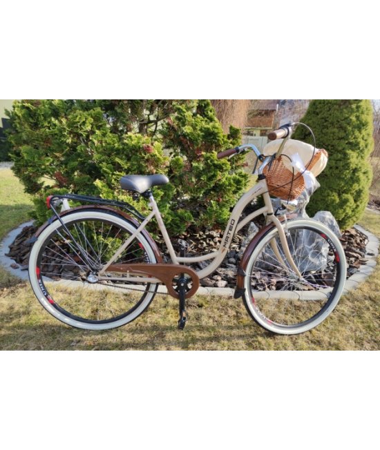 MATEO ECO RETRO BICYKEL 26"/28" CAPUCINO 2024 + textilná výplň GRÁTIS